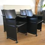 4 Matteo Grassi MatteoGrassi Korium stoel rolbaar leer, Huis en Inrichting, Stoelen, Ophalen, Gebruikt, Zwart, Leer