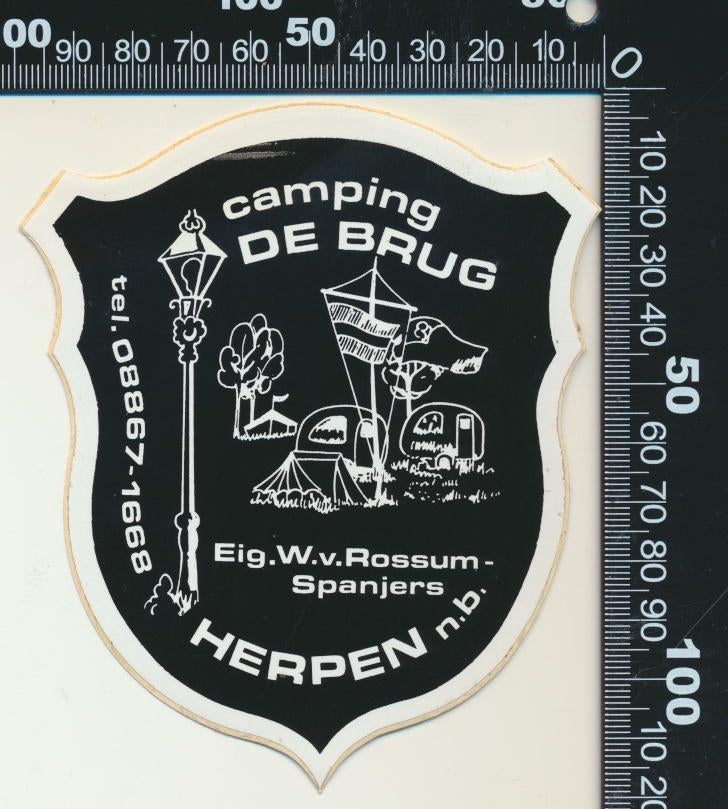 Sticker; Camping De Brug - Herpen (3), Verzamelen, Stickers, Zo goed als nieuw, Bedrijf of Vereniging, Ophalen of Verzenden