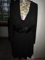 D109 Studio Due mt M jurk tuniek zwart tricot riempje, Verzenden, Zwart, Zo goed als nieuw, Knielengte