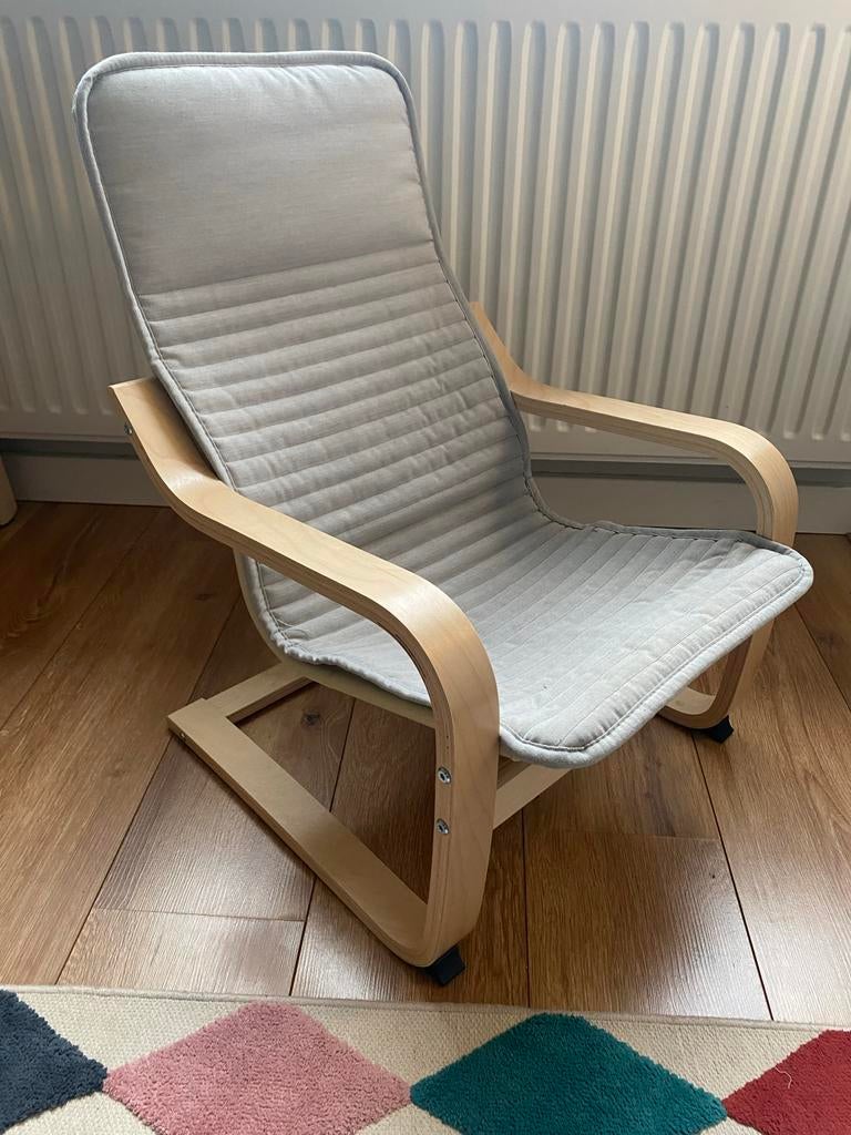 Twee IKEA Poang Kinderstoelen - Grijze Bekleding, Ophalen, Gebruikt, Hangstoel