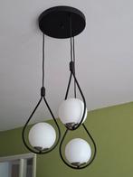 Hanglamp 3 glazen bollen metaal, Ophalen, Zo goed als nieuw, Metaal
