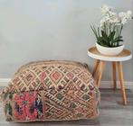 Vintage kelim poef, marokkaanse berber poef, Verzenden, Nieuw, 50 tot 75 cm, 50 tot 75 cm