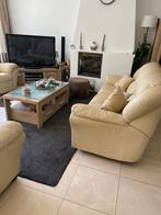 Leren bankstel Seats and Sofa’s – beige, met relaxfuncties, Huis en Inrichting, Ophalen, Gebruikt, Rechte bank, Minder dan 150 cm