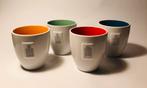 Vier koffie-, espressokopjes, met Amsterdamse herenhuisjes, Verzenden, Glas, Overige stijlen, Kop(pen) en/of Schotel(s)