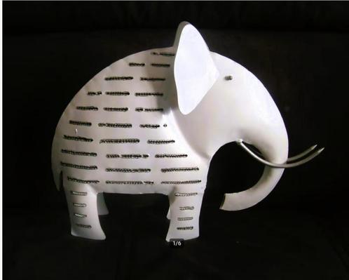 Theelichthouder Olifant / Wit olifantje decoratief / metaal, Huis en Inrichting, Woonaccessoires | Kandelaars en Kaarsen, Zo goed als nieuw