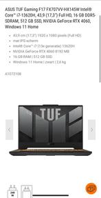 Defecte ASUS TUF Gaming F17, i7, RTX 4060, Computers en Software, Windows Laptops, Met videokaart, Qwerty, Ophalen of Verzenden