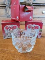 Vintage glazen Kerst sfeerlichten in originele doos., Ophalen of Verzenden, Zo goed als nieuw, Overige materialen, Minder dan 25 cm