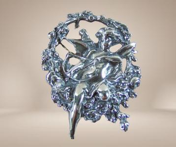 Prachtige ART NOUVEAU zilveren CUPIDO Amor hanger/broche! beschikbaar voor biedingen