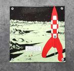 Kuifje raket naar de maan emaillen verzamel decoratie bordje, Ophalen of Verzenden, Zo goed als nieuw, Reclamebord