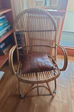 Vintage rotan stoel, fauteuil Rohé Noordwolde, Huis en Inrichting, Stoelen, Gebruikt, Bruin, Eén, Ophalen