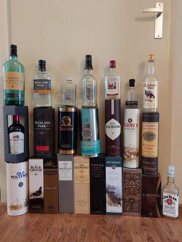 Whisky Kokers, Flessen & Glazen - Grote Verzameling beschikbaar voor biedingen