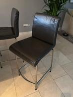 Barkruk van aluminium met antraciet leren bekleding., Huis en Inrichting, Barkrukken, Ophalen of Verzenden, Gebruikt, 90 cm of meer