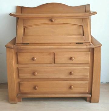 ✅️ Mooie lichteiken klep secretaire met slot beschikbaar voor biedingen