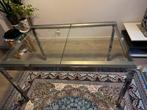 Metalen Eettafel met Glas - 130x200cm, Antiek en Kunst, Ophalen of Verzenden