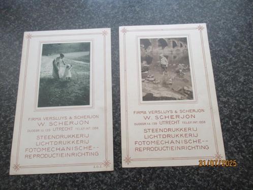 2 ANTIEKE PLATEN- FIRMA VERSLUYS & SCHERJON- UTRECHT -ca1928, Verzamelen, Merken en Reclamevoorwerpen, Zo goed als nieuw, Ophalen of Verzenden