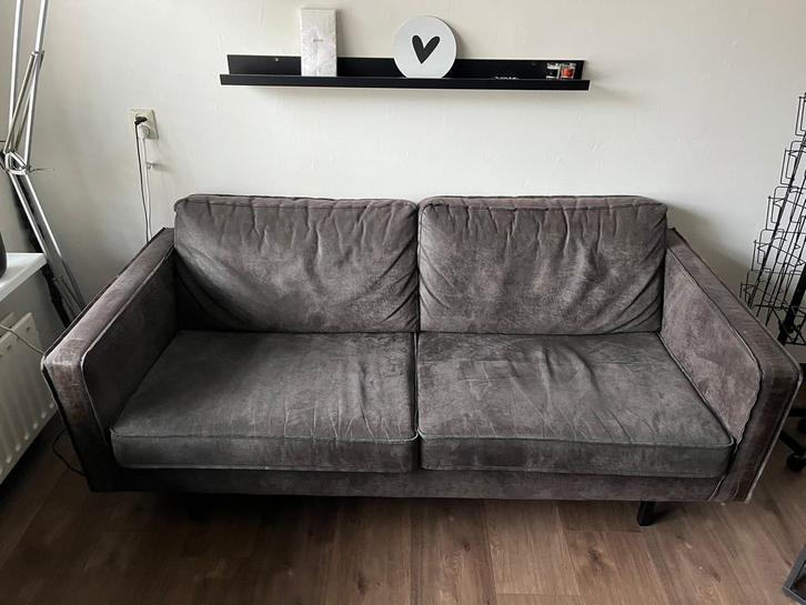 Complete set Rodeo Bank, Poef & Fauteuil - Antraciet Velvet, Huis en Inrichting, Banken | Voetenbanken en Poefen, Zo goed als nieuw
