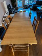 Eettafel uitschuifbaar IKEA plus 3 stoelen Ivar, Ophalen, Gebruikt, 200 cm of meer, 50 tot 100 cm