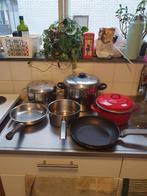 6 verschillende soorten pannen, Huis en Inrichting, Keuken | Potten en Pannen, Ophalen, Gebruikt, Rvs, Pannenset