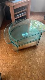 Glazen tv tafel met draaibaar plateau, Ophalen, 50 tot 100 cm, Rond, 50 tot 100 cm