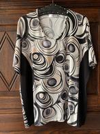 Wit-zwart-beige top met 'bollen'-details; Siegel; maat 50, Kleding | Dames, Ophalen of Verzenden, Zo goed als nieuw, Beige, Shirt of Top