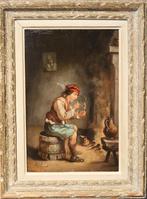 Mooi 19e eeuws olieverfpaneel, Ophalen of Verzenden