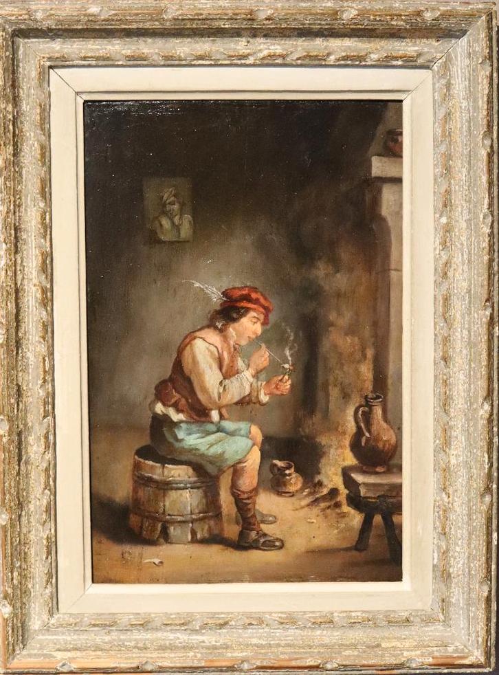 Mooi 19e eeuws olieverfpaneel, Antiek en Kunst, Kunst | Schilderijen | Klassiek, Ophalen of Verzenden