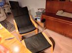 IKEA Poang Stoel + Voetenbankje Zwart, Huis en Inrichting, Fauteuils, Ophalen, Zo goed als nieuw, Hout, 50 tot 75 cm