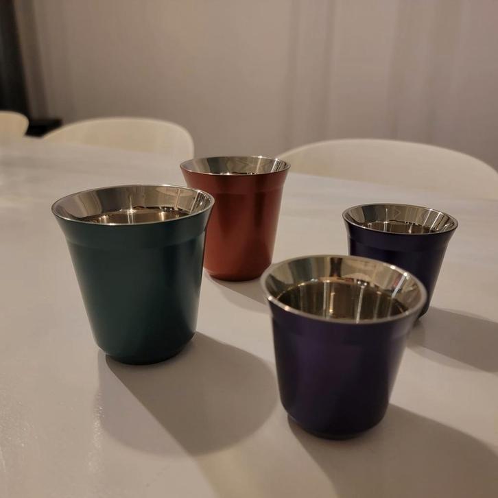 4 Nespresso Pixie Dubbelwandige Glazen, Huis en Inrichting, Keuken | Bestek, Zo goed als nieuw, Los bestek, Rvs of Chroom, Ophalen of Verzenden