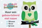 Geboortebord Groene uil op tak huren voor jongen of meisje, Ophalen, Zo goed als nieuw, Geboortebord
