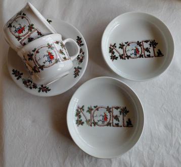 Vintage WIT kerst servies Noel hulst blaadjes rode bessen beschikbaar voor biedingen