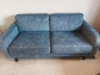 Blauwe velvet bank, Huis en Inrichting, Banken | Bankstellen, Ophalen, Gebruikt, 75 tot 100 cm, Tweepersoons