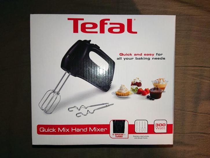 Tefal Quick Mix Handmixer - HT3108 - 300W - Zwart, Witgoed en Apparatuur, Keukenmixers, Nieuw, Minder dan 1 liter, 3 snelheden of meer
