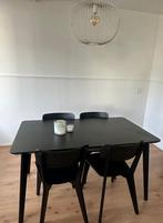 Zwarte eettafel & stoelen IKEA, Huis en Inrichting, Tafels | Eettafels, Ophalen, Zo goed als nieuw, Rond, 50 tot 100 cm