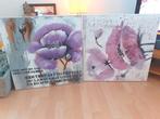 2 Bloemen Canvas Doeken, Ophalen, Gebruikt, Schilderij, 75 cm of meer