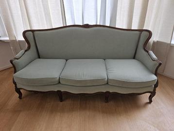 Vintage 3-zitsbank in zeer goede staat / hout en stof / mint beschikbaar voor biedingen