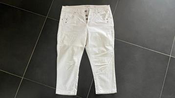 Broek driekwart dame wit maat 34 Cream katoen