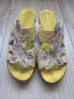 Laura Vita sandalen geel/groen leer dames maat 41, Zo goed als nieuw, Laura Vita, Groen, Sandalen of Muiltjes