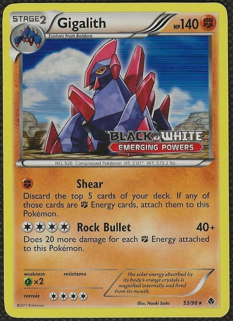 Pokemon emerging powers prerelease promo holo gigalith, Ophalen of Verzenden, Zo goed als nieuw, Losse kaart, Foil
