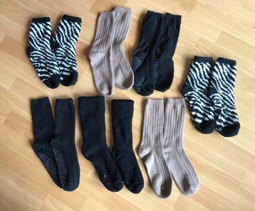 7 paar antislip huissokken in beige, zwart en zebra mt 39-42 beschikbaar voor biedingen