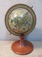 Vintage kleine wereldbol op houten voet, Gebruikt, Ophalen of Verzenden