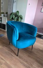 Blauwe Velvet Fauteuil, Huis en Inrichting, Fauteuils, Ophalen, 75 tot 100 cm, Zo goed als nieuw, Stof