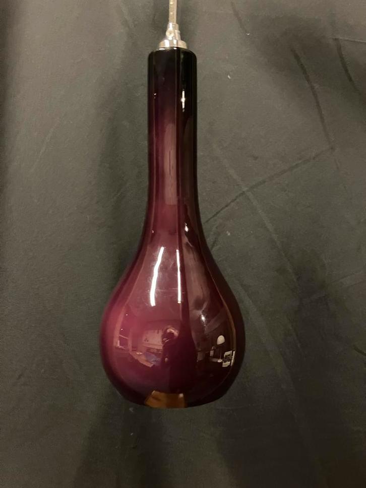 Nordlux Paarse Glazen Hanglampen - 3 - scandinavisch design, Huis en Inrichting, Lampen | Hanglampen, Gebruikt, Minder dan 50 cm