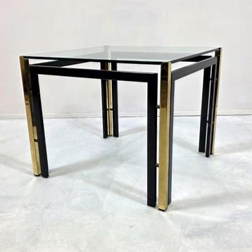 Bijzettafel Belgo Chrom 80's glas met messing  beschikbaar voor biedingen