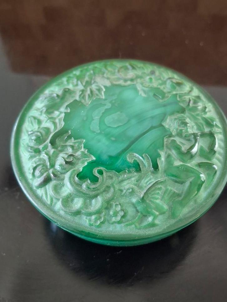 Schlevogt Malachiet Dekseldoosje Art Deco, Antiek en Kunst, Antiek | Woonaccessoires, Ophalen of Verzenden