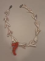 Collier met koraal en zoetwaterparels, Sieraden, Tassen en Uiterlijk, Kettingen, Ophalen of Verzenden, Zo goed als nieuw