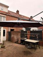 Antraciet zweefparasol 3m met voet en tegels, Tuin en Terras, Parasols, Gebruikt, Kantelbaar, Zweefparasol, 2 tot 3 meter