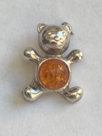 Broche zilver 925 barnsteen ,,beertje’´ amber silver, Sieraden, Tassen en Uiterlijk, Broches, Verzenden, Zo goed als nieuw, Zilver