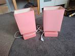 2 Roze Nachtkast Lampjes - Weinig Gebruikt, Ophalen, Stof, Zo goed als nieuw, Minder dan 100 cm