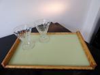 Art Deco Plateau/Dienblad hout/glas, Ophalen of Verzenden