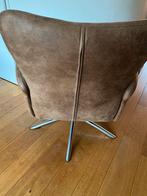Bruin leren draaistoel - Relaxfauteuil, Huis en Inrichting, Fauteuils, Minder dan 75 cm, Leer, Ophalen of Verzenden, Zo goed als nieuw